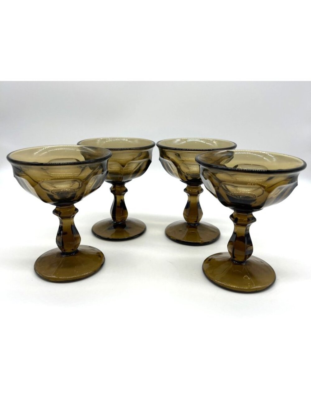 Vintage Imperial Old Williamsburg Amber Glass Champagne Sherbet Set Of 4